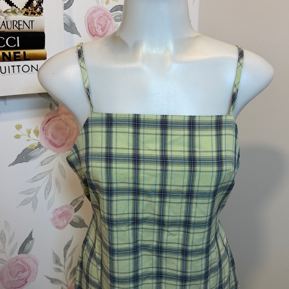 Red Berry Plaid Green Straight Dress - Picture 3 of 5